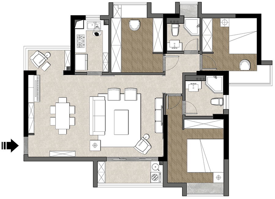 130㎡现代风格住宅  武汉得间设计-31