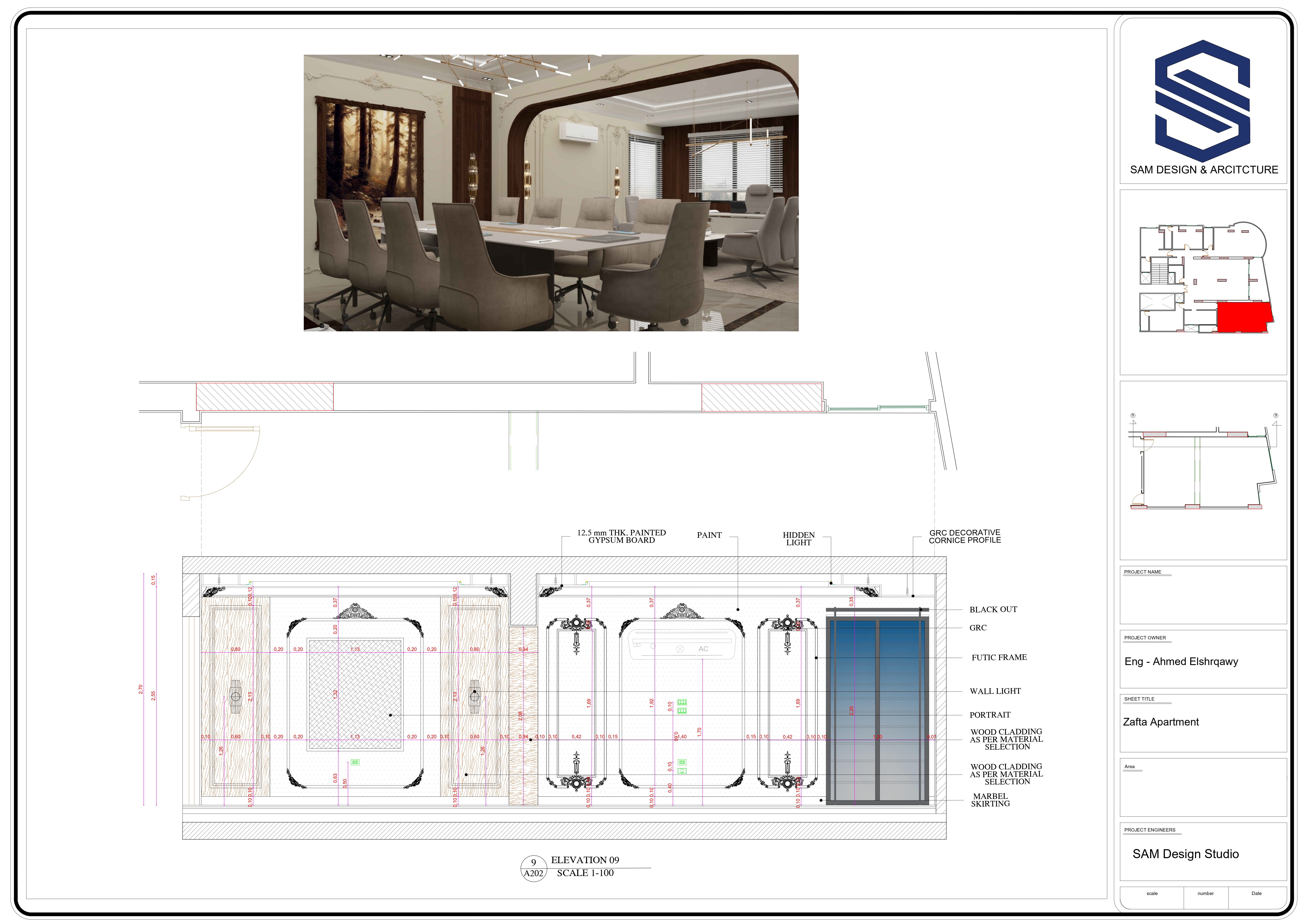 Shop drawing work for an office in a Zifta apartment-0