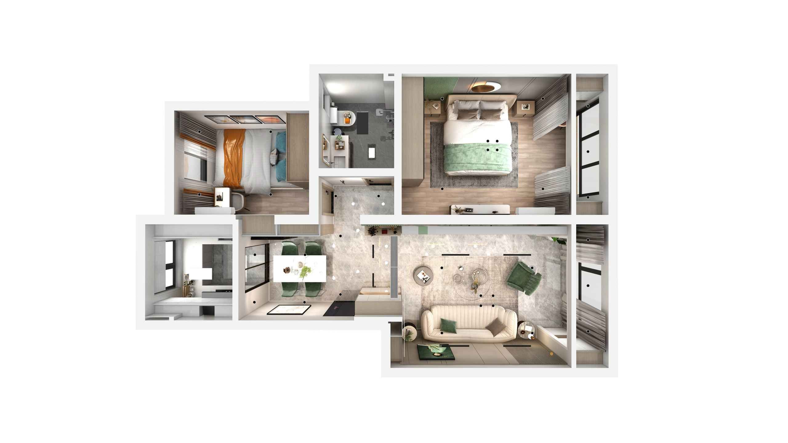 《薄荷绿》87 平方现代简约空间设计-8