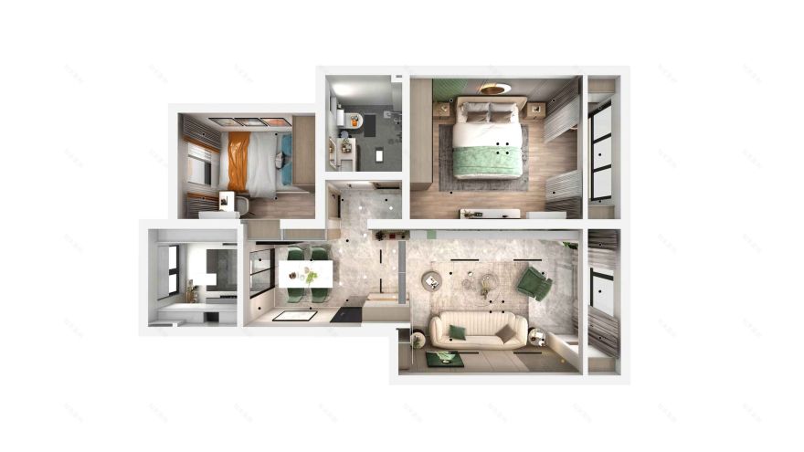 《薄荷绿》87 平方现代简约空间设计-8