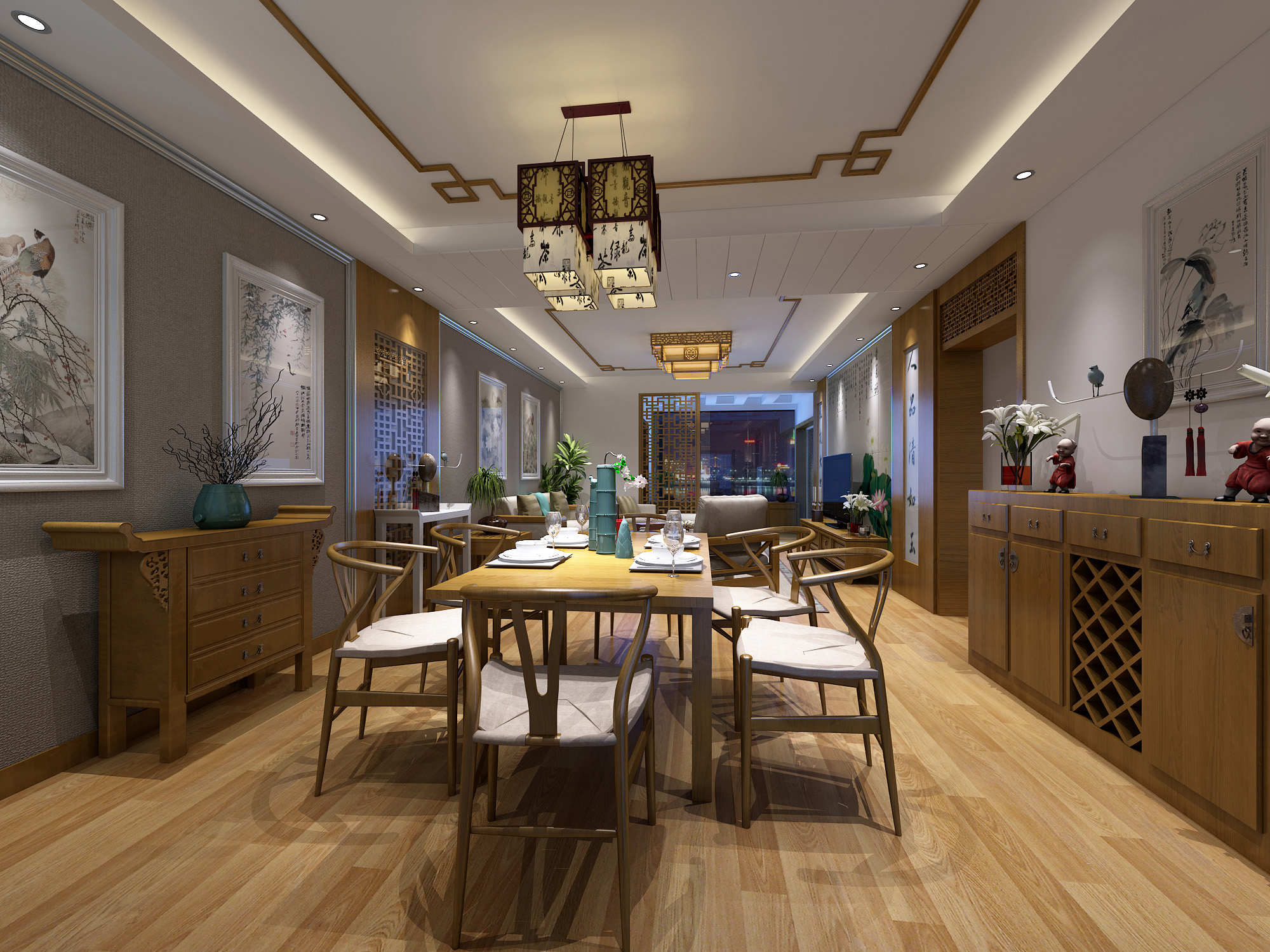 新中式 中式古典 奢华家装别墅样板房-15-39