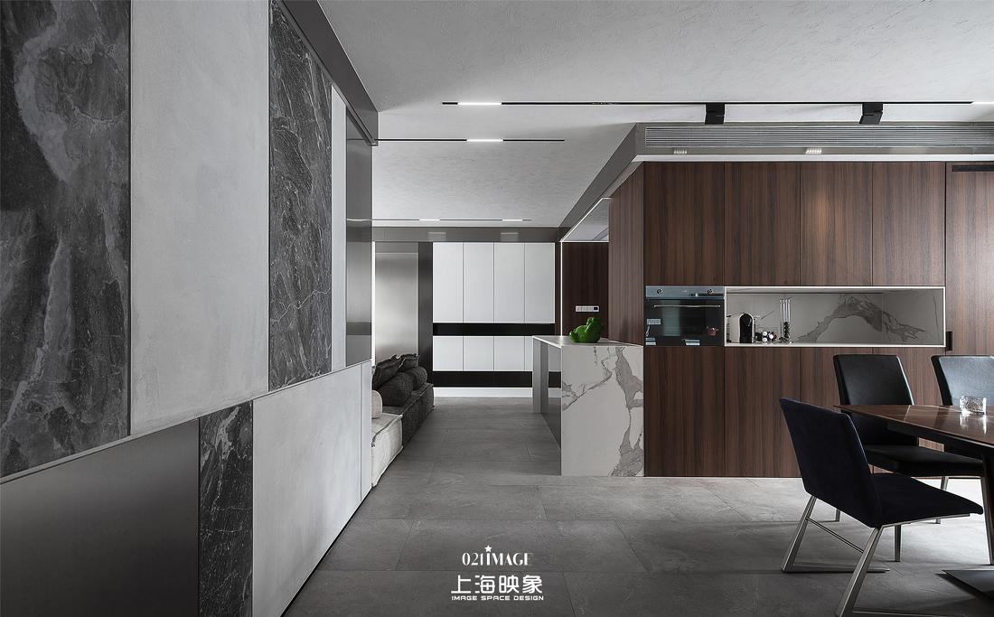 极简黑白灰,不锈钢与岩板的完美融合丨河马装饰-1