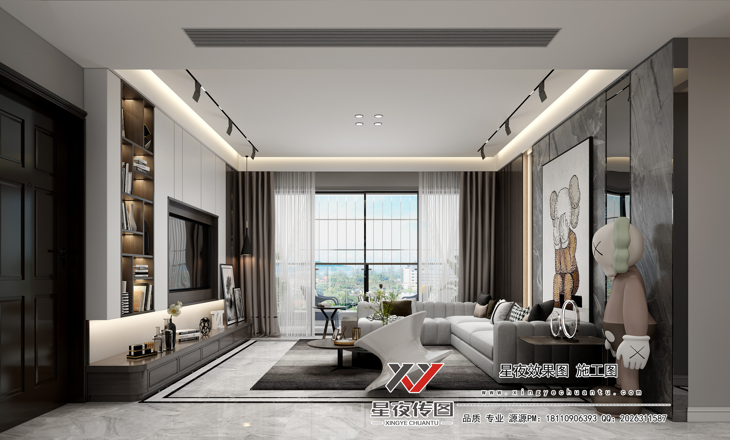 现代轻奢黑白灰全屋定制                     -0