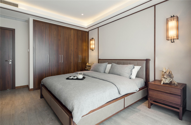 新中式风格家居设计 | 胡桃木与蓝色调的东方美学-8