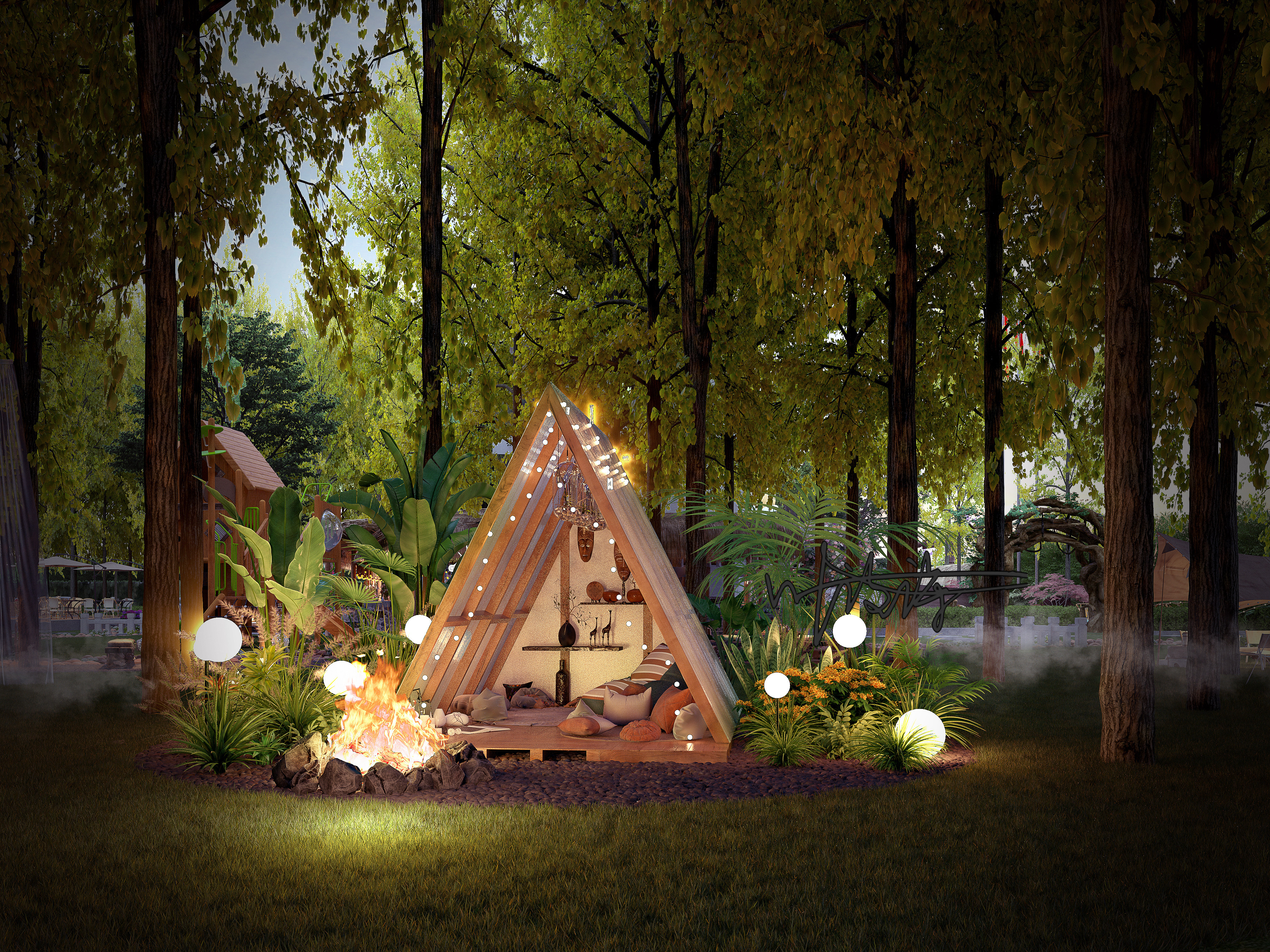 露营风森林美学 室外效果图-0