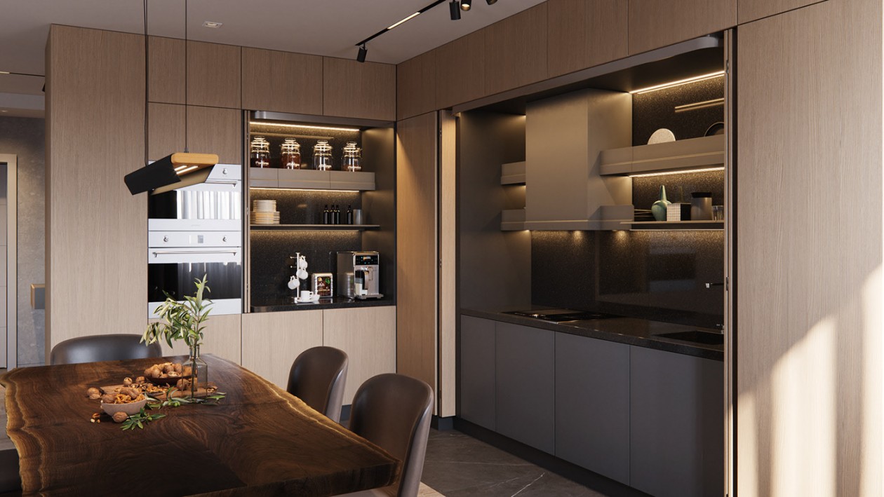 高级灰+原木 经典的自然生态材料和明快的家具相结合-6