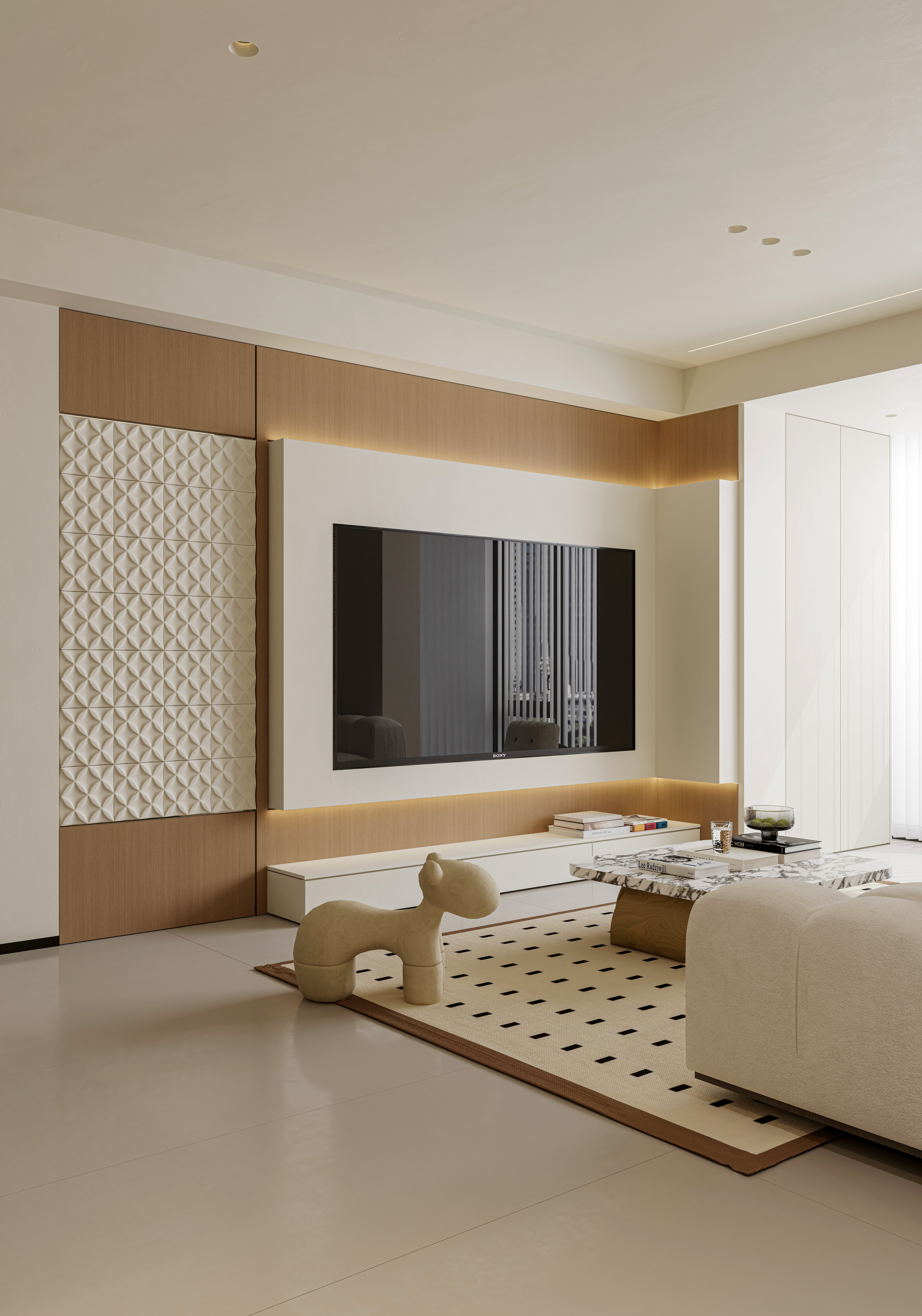 现代奶油卧室设计-3