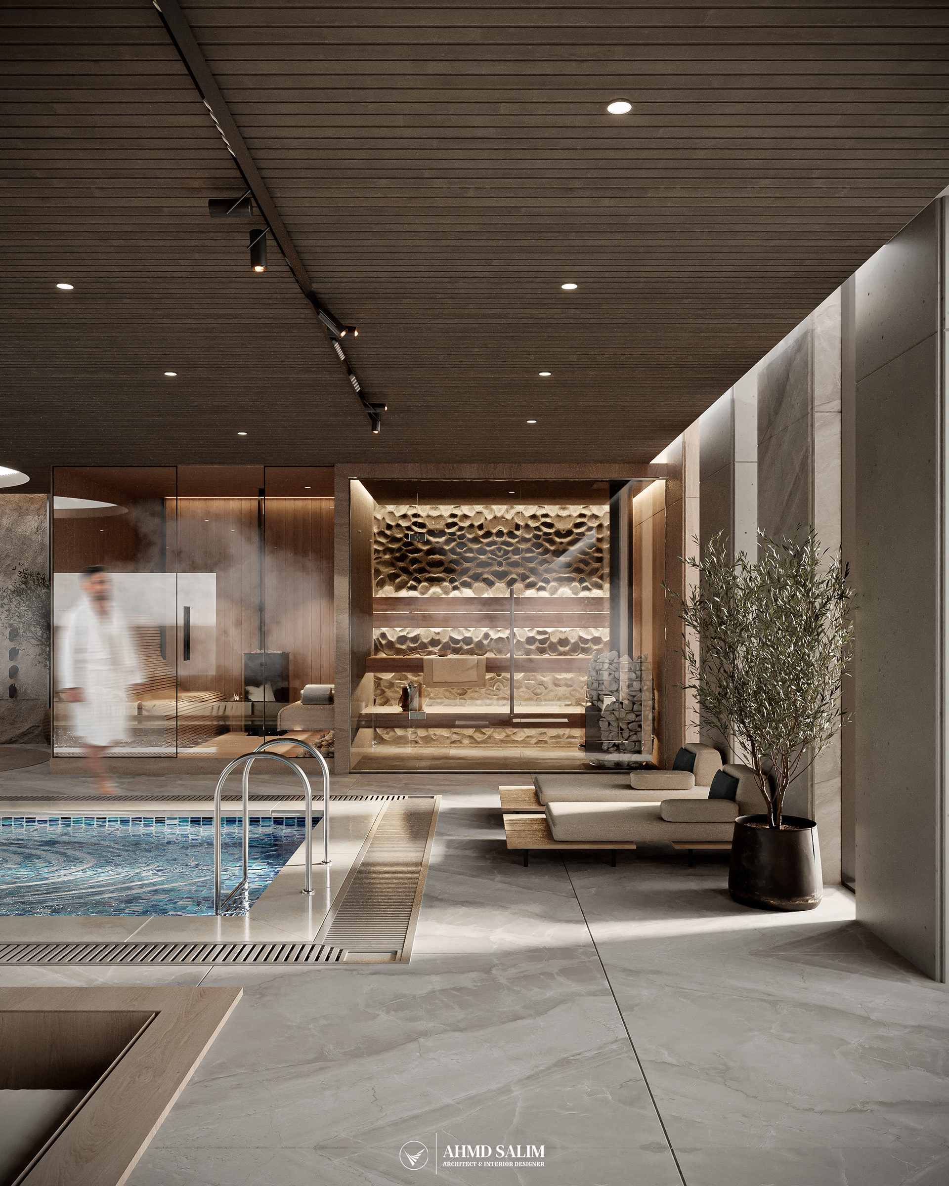 泳池和带蒸汽区的客厅丨英国丨@ahmd.salim.designs-6