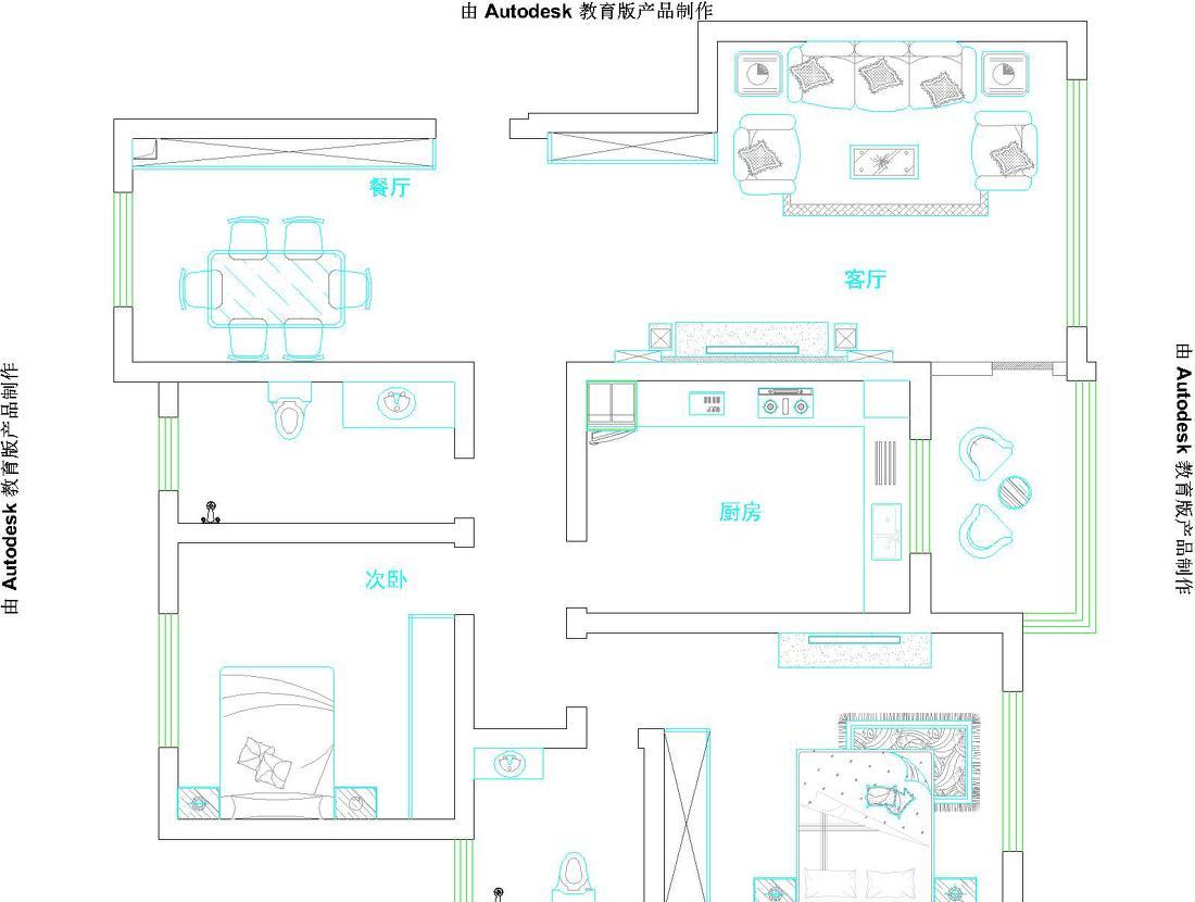 魅力主妇 90 平两居室蓝白清新田园风-2