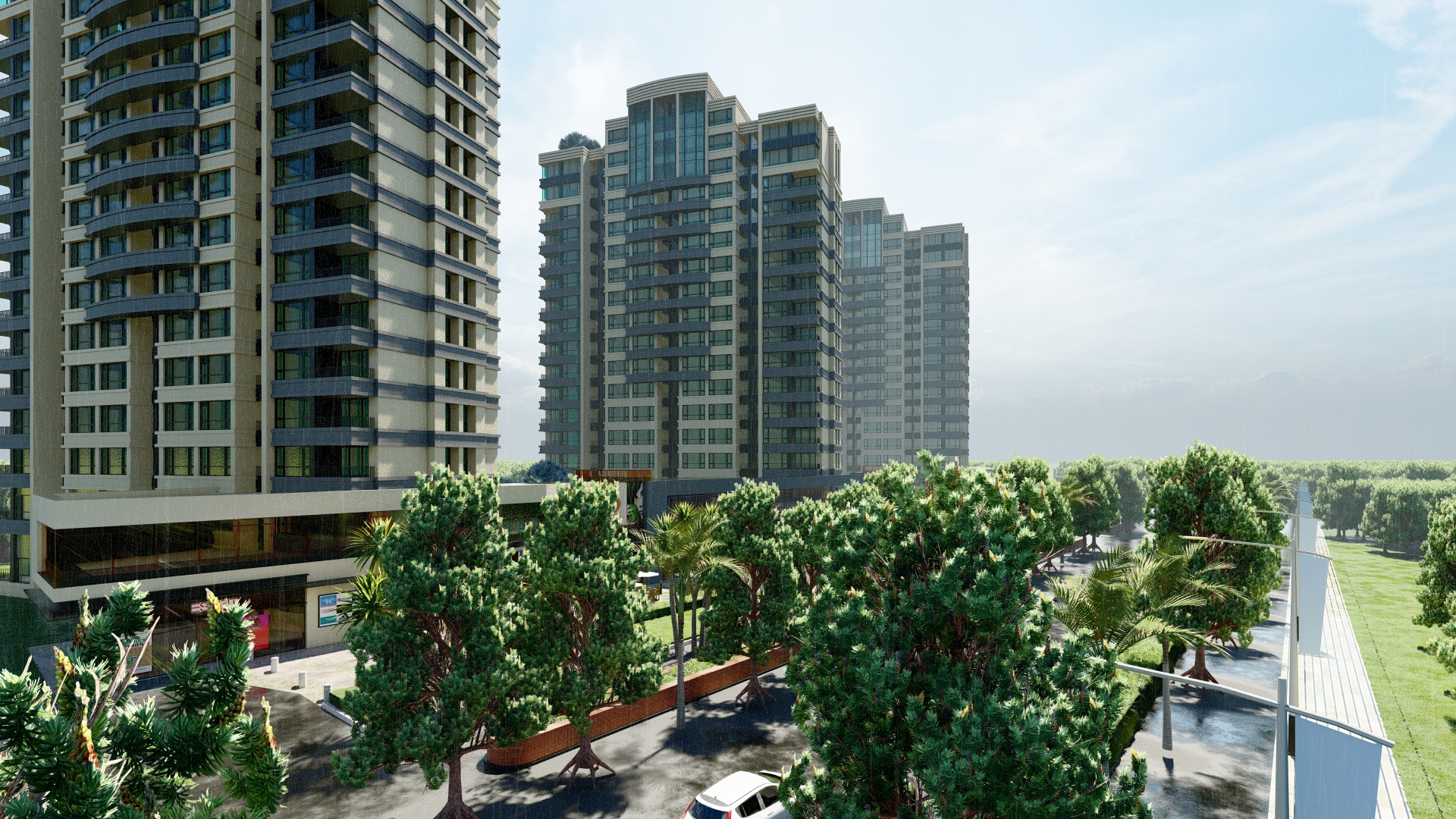 تصميم لمول كبير مع 3 ابراج سكنية وادارية-5