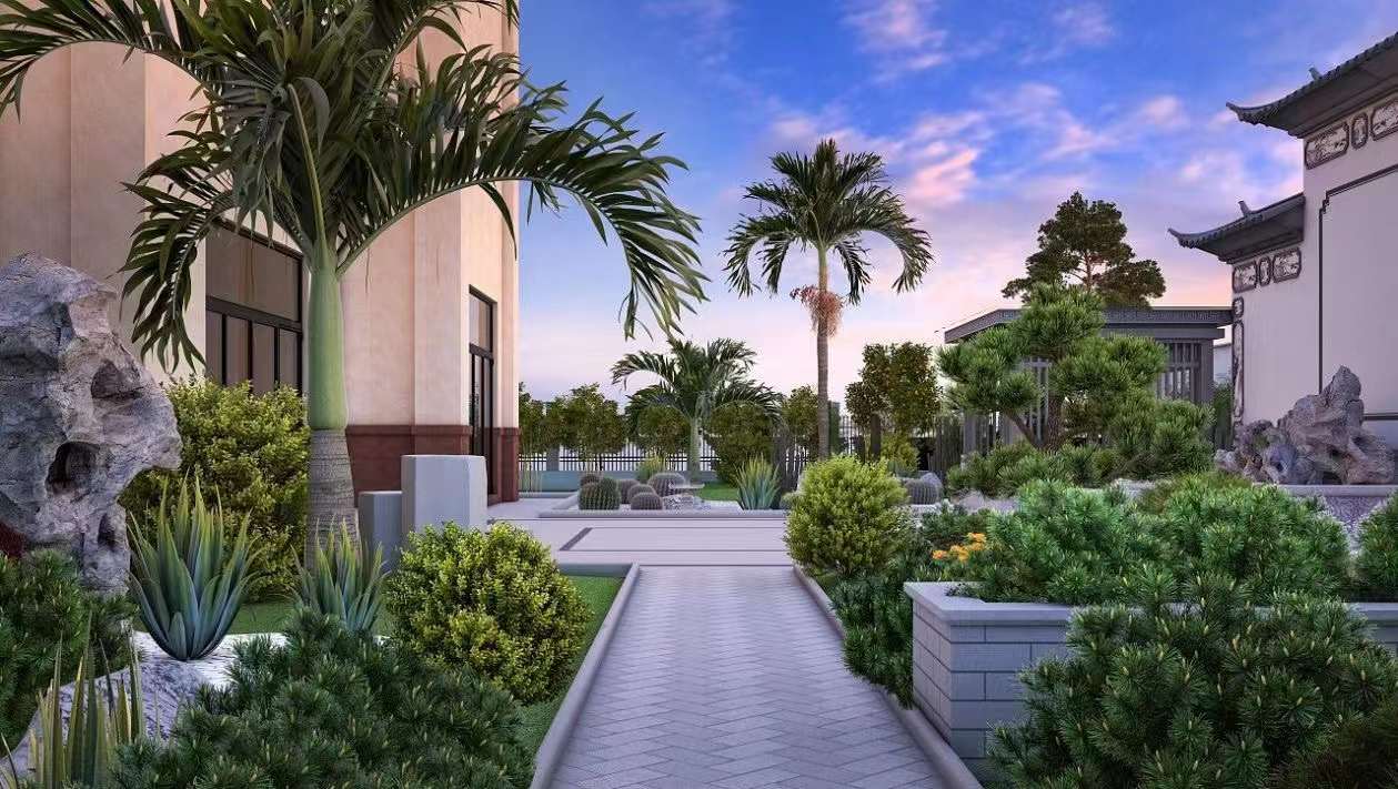 新中式庭院别墅效果-5