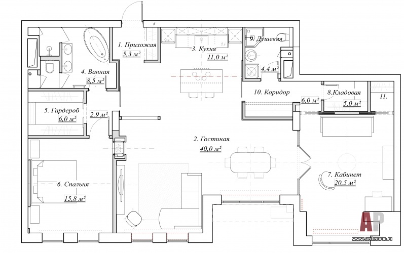 Barrin House小区3室公寓室内设计丨Анастасия Стенберг（斯滕贝格·阿纳斯塔西娅）-39