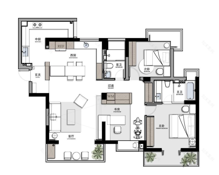 138㎡原木风舒适家丨造梦家施工-5