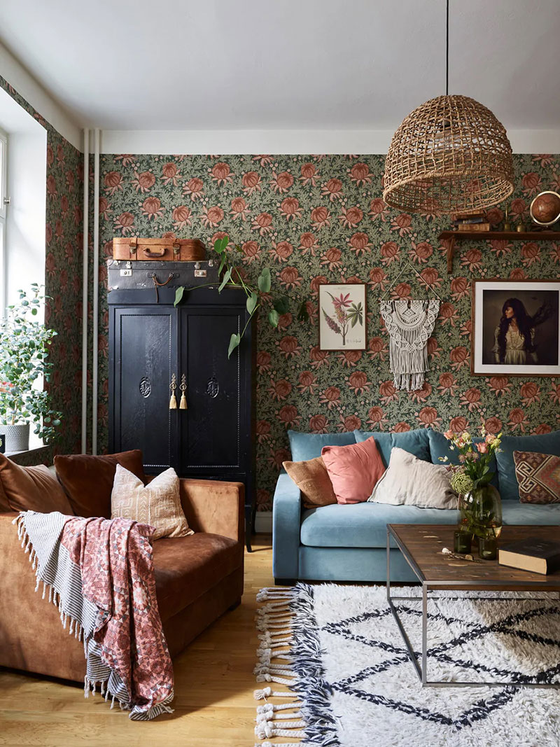 瑞典百年公寓的复古花卉之旅-2