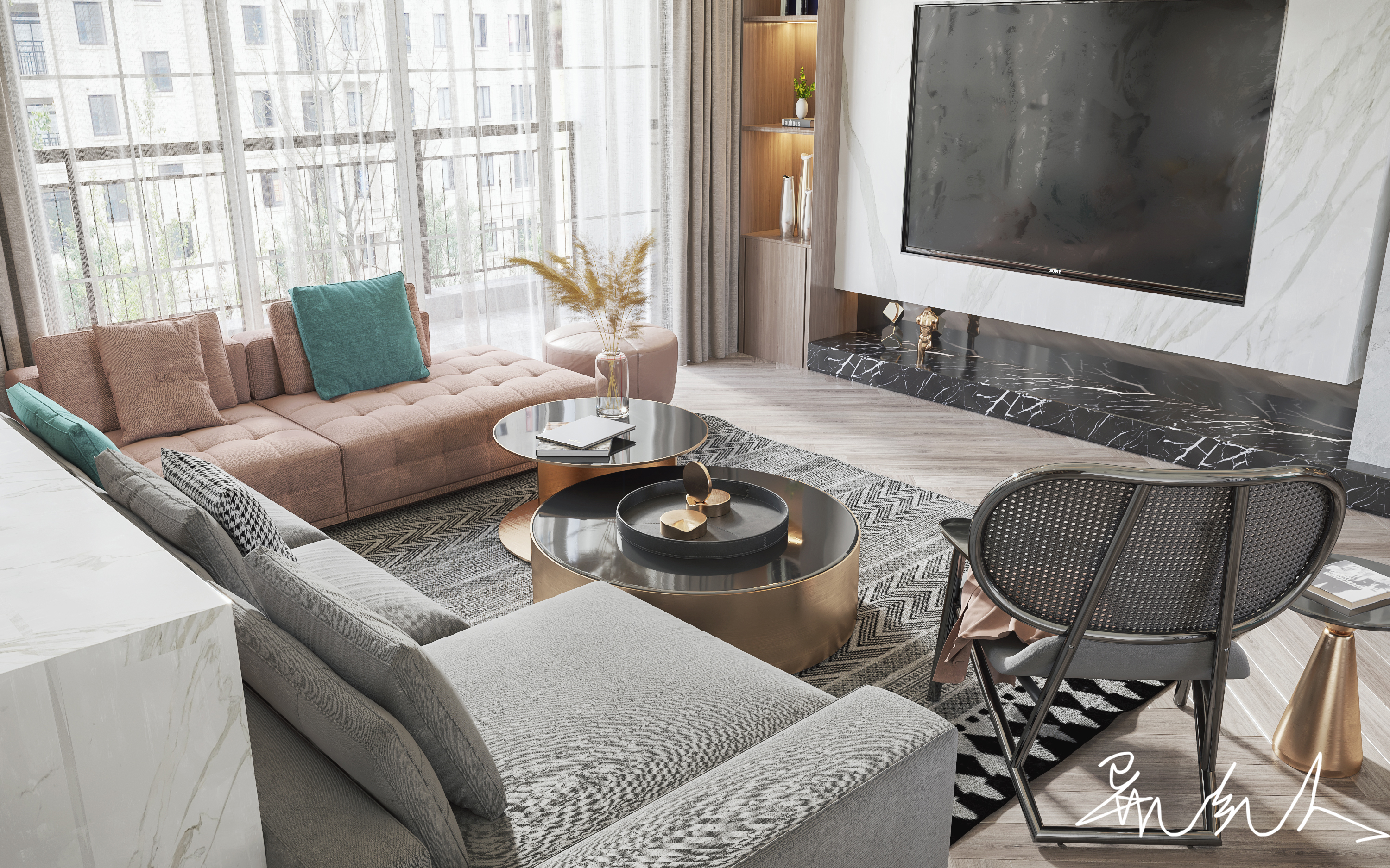 现代轻奢客厅设计案例解析-4