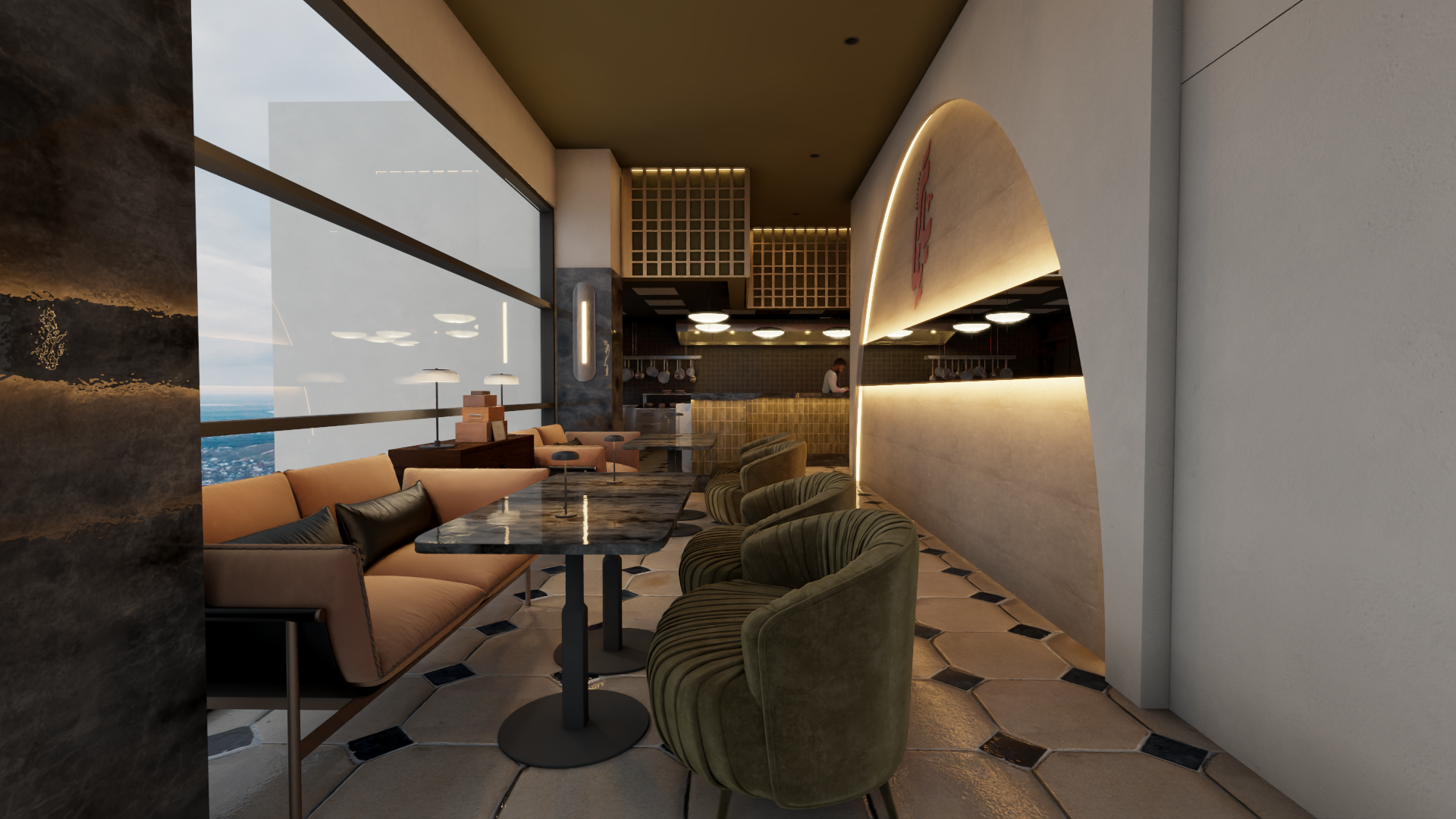 餐厅和水烟休闲室室内设计丨沙特阿拉伯-40