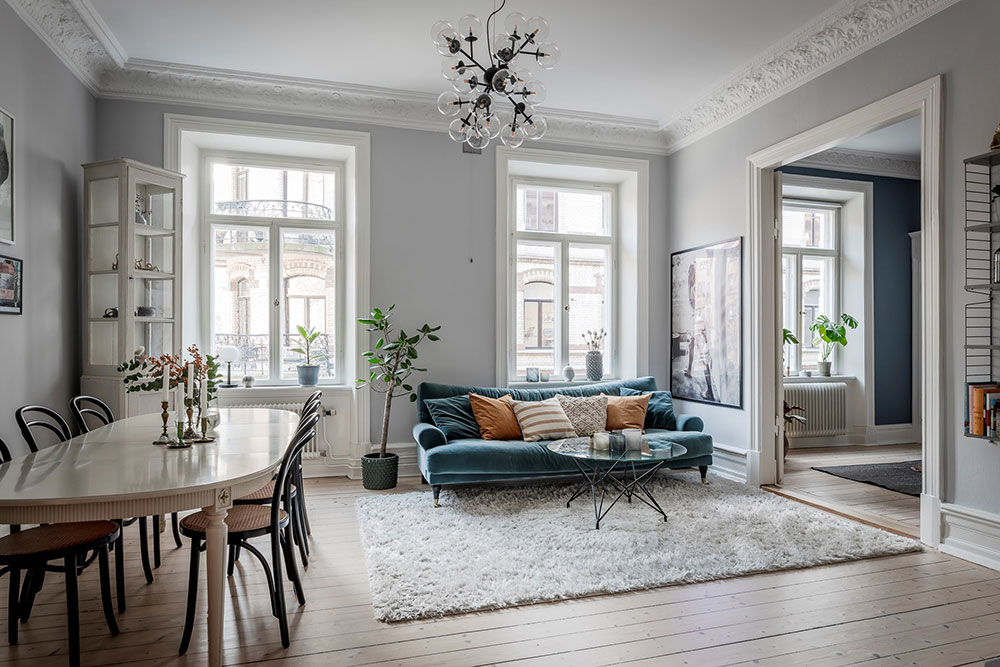 蓝色与白色的典雅公寓 | 哥德堡的瑞典设计之美-12