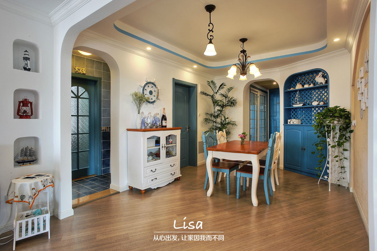 杭州地中海风情公寓 | 圆弧蓝白设计展现年轻旅行者梦想-1