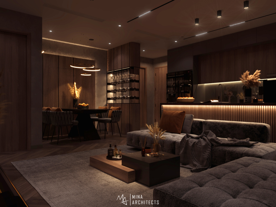 现代舒适开放式厨房与客厅设计-6