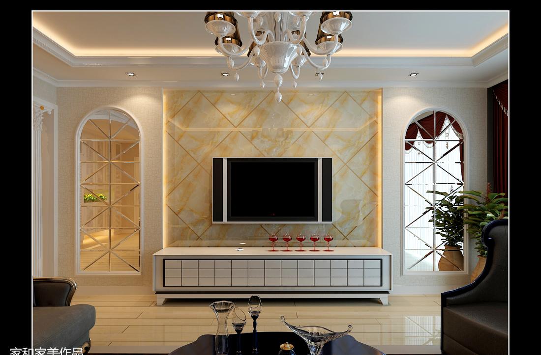 简欧风三居室设计，罗马柱造型垭口亮眼-0