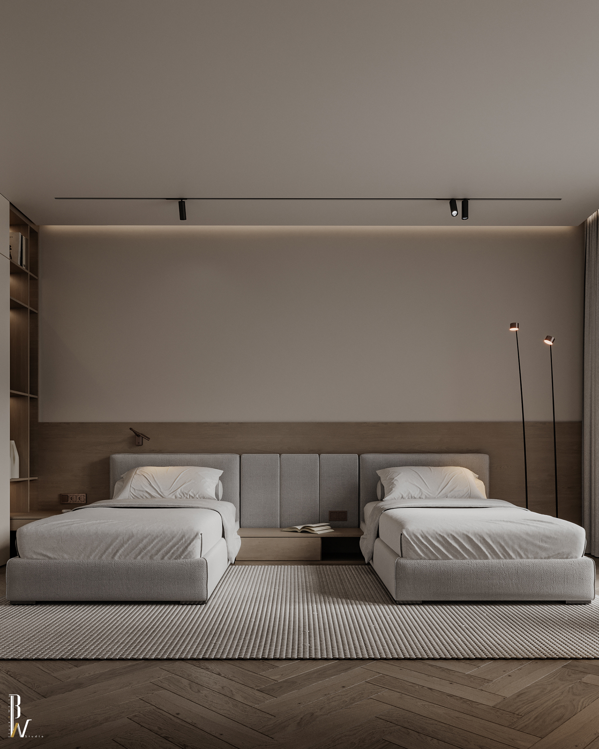 双人卧室设计丨阿联酋丨Black N White-7