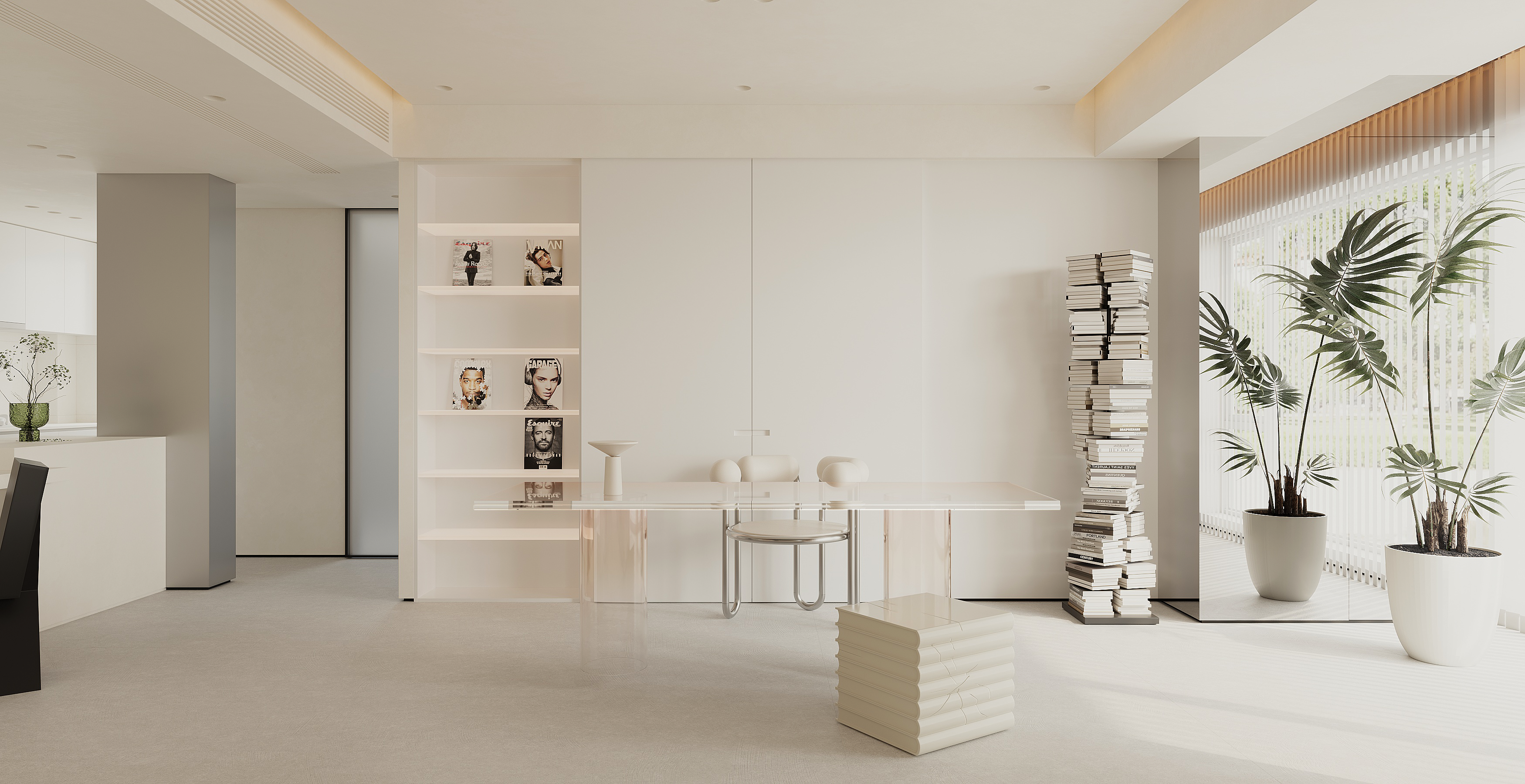 白色极简空间渲染-4