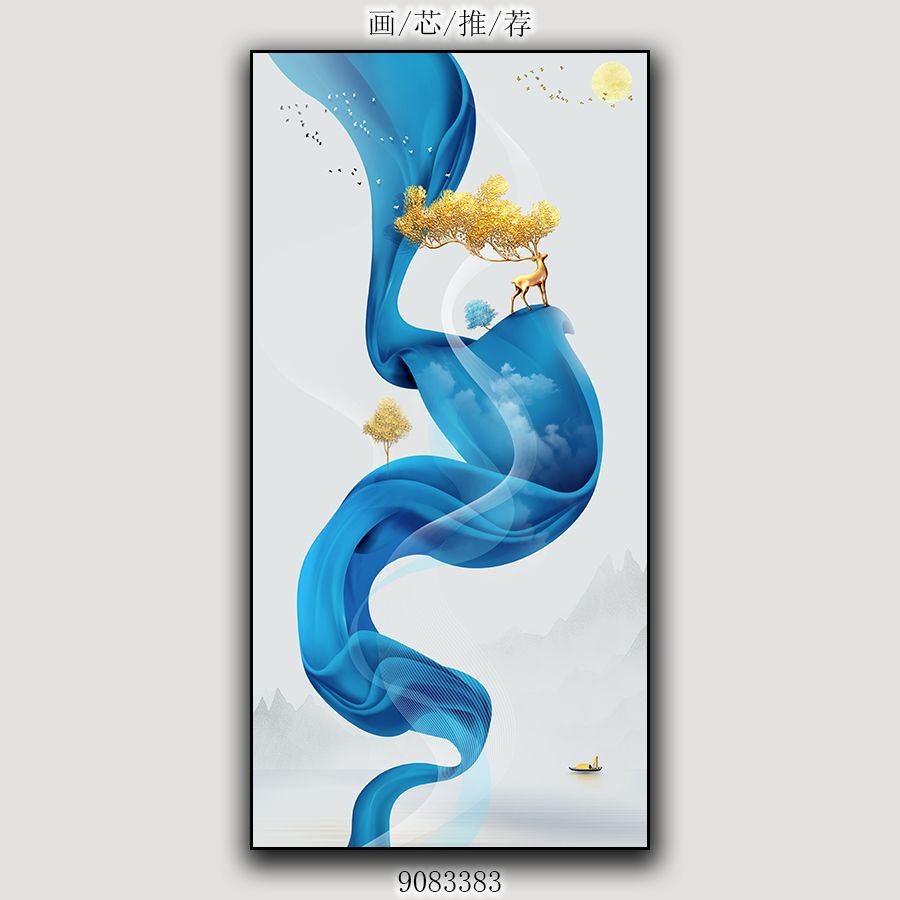 招财福鹿客厅玄关装饰画-7