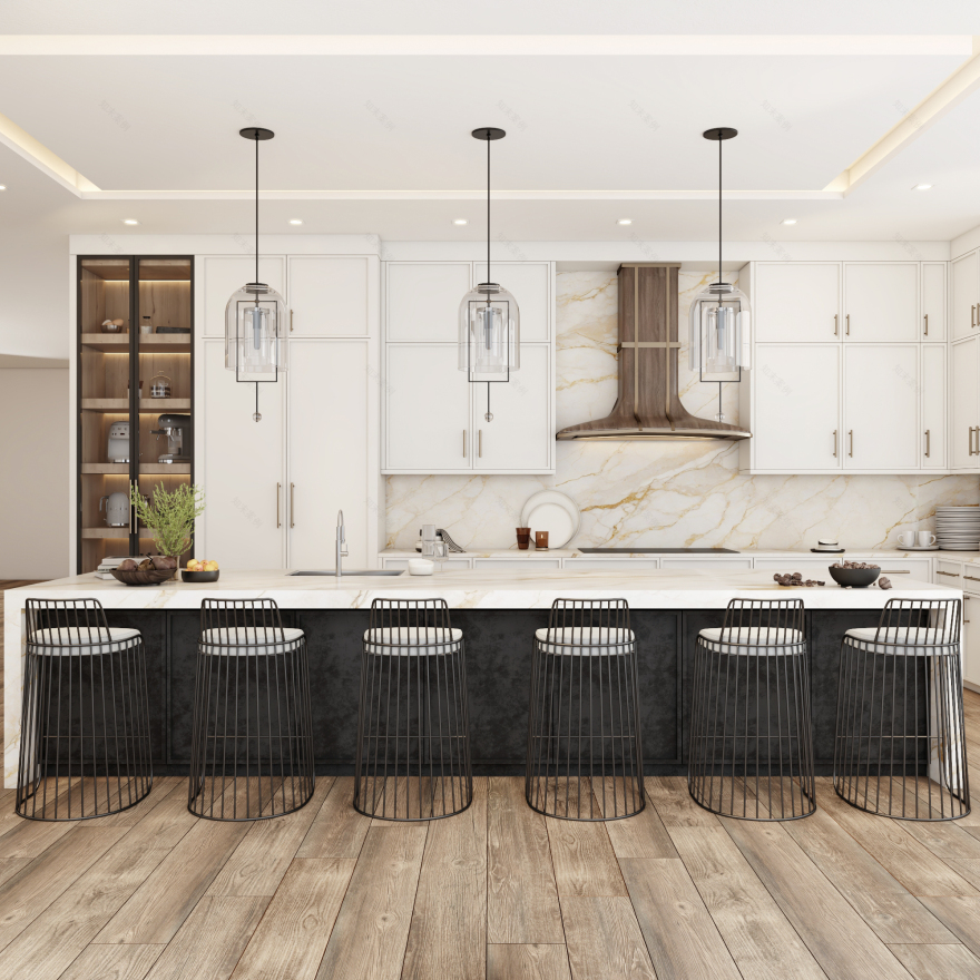 此内容可能存在拼写错误,推测可能是 Ivory A Luxury Modern Kitchen,翻译为:象牙白奢华现代厨房 丨Muhammed Saad-8