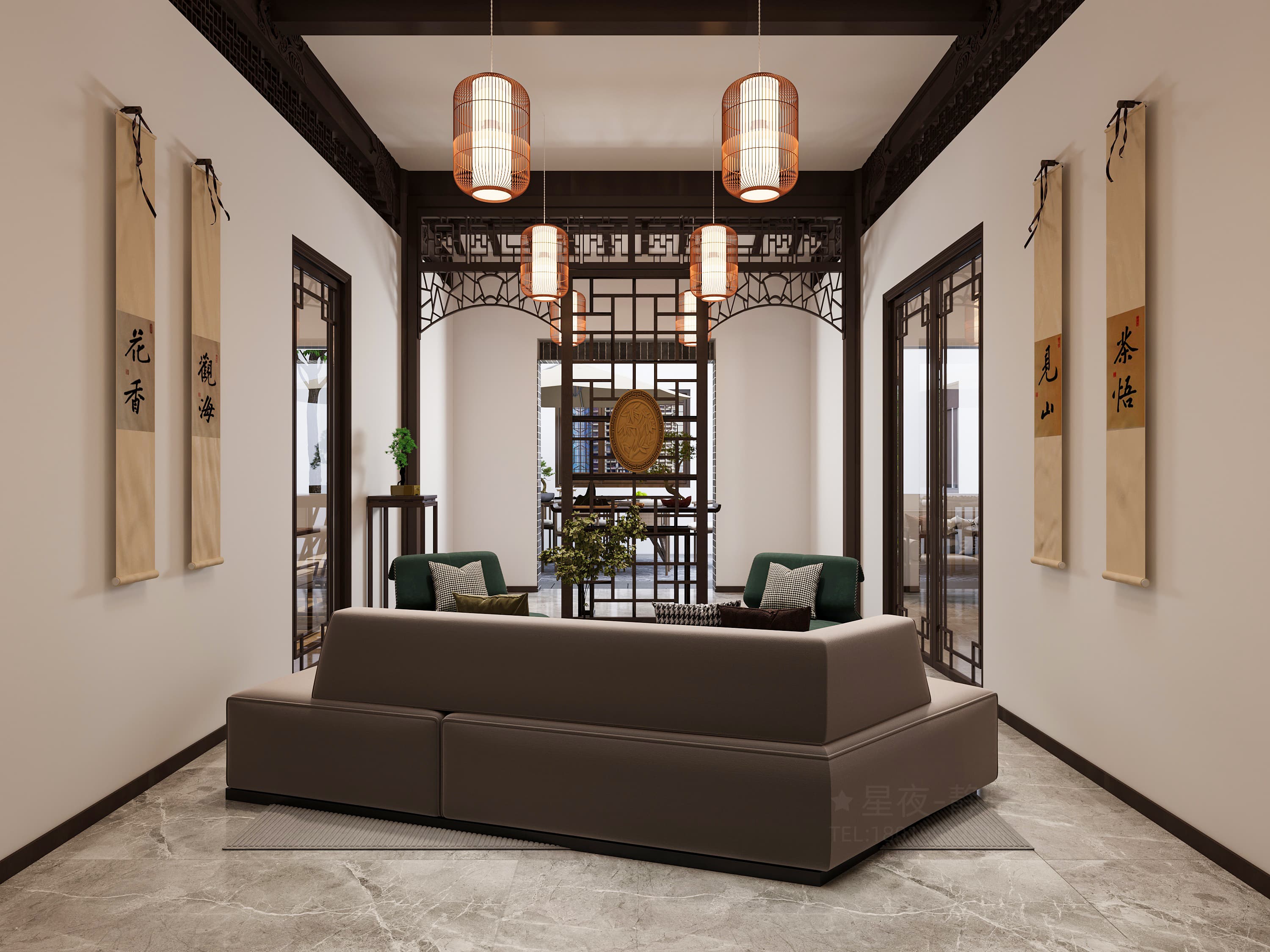 中式办公室+庭院效果案例-4