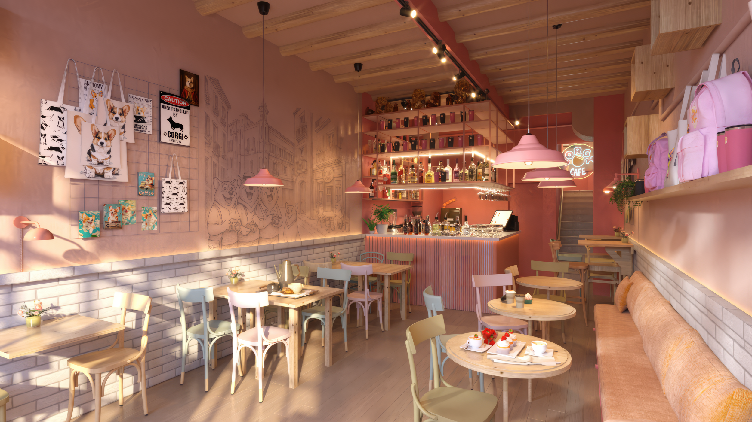 Corgi Cafe design project. At the stage of realization.-1