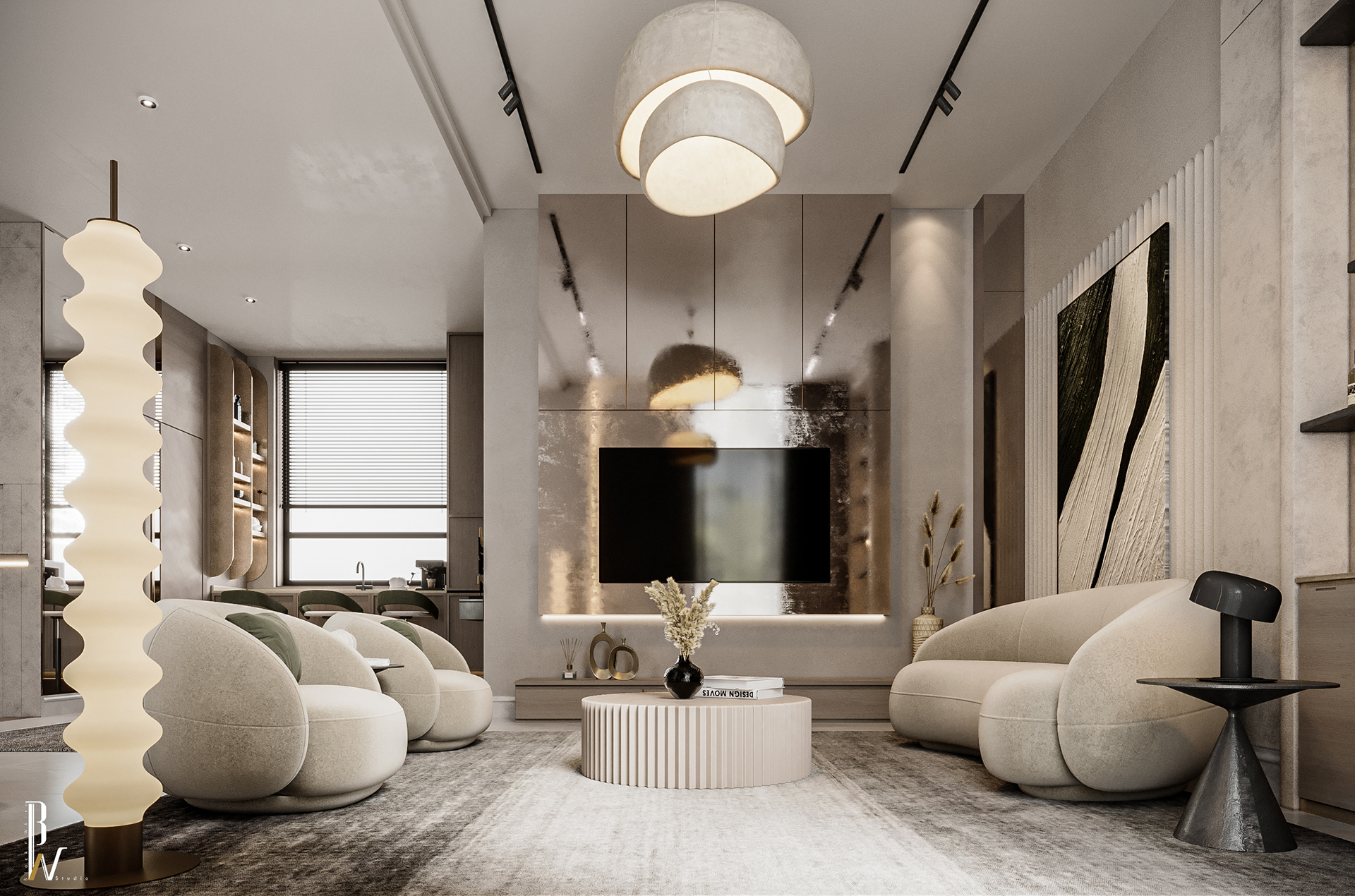 客厅设计丨Oman丨Black N White-10