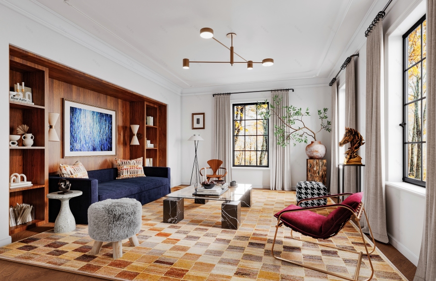 加州阳光下的现代别墅客厅设计-2