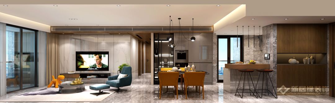 中海金沙里现代简约家居设计,原木色与高级灰的时尚碰撞-11