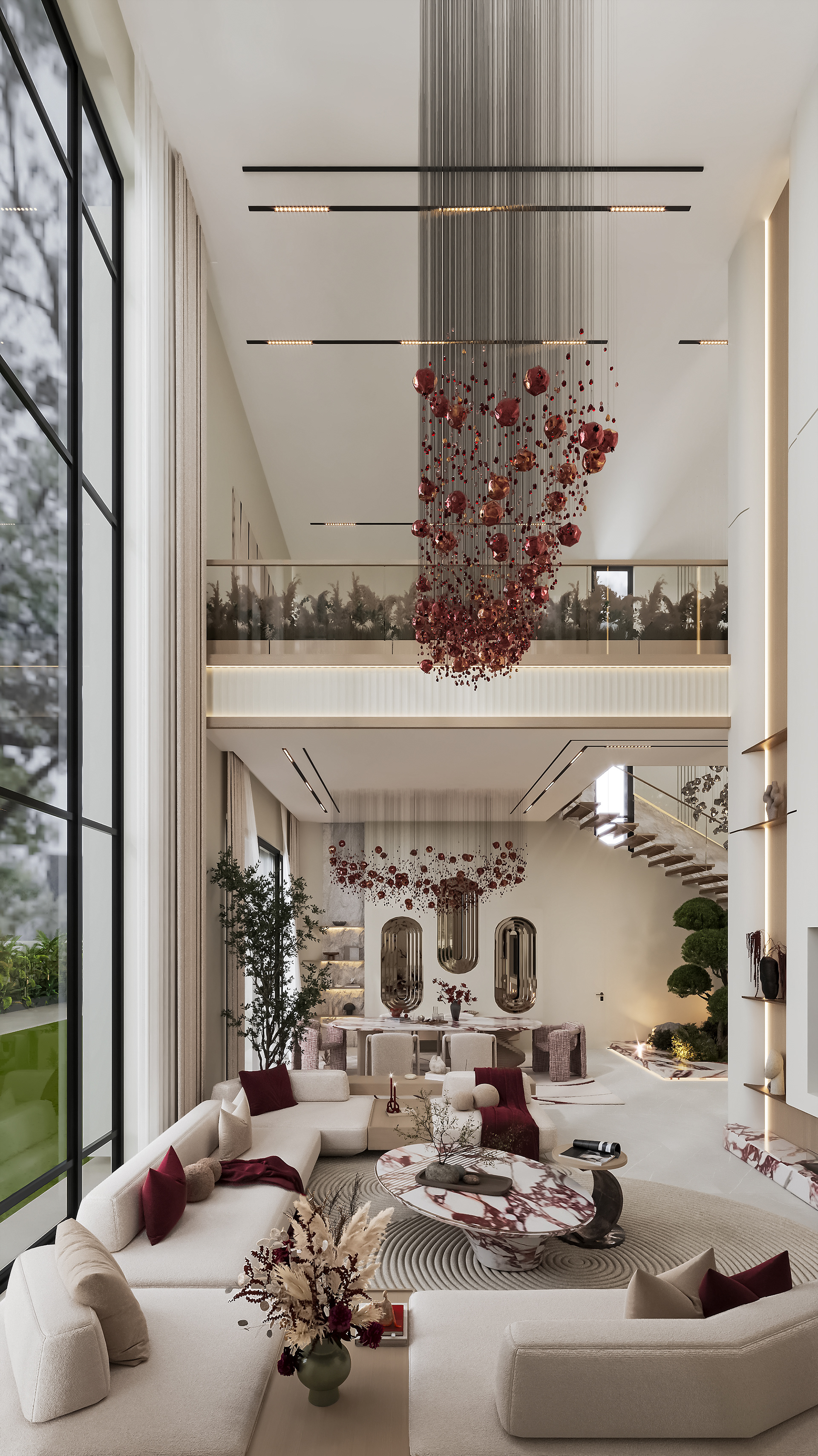 豪华挑高双层客厅丨阿联酋阿布扎比丨MENNA TAREK-13