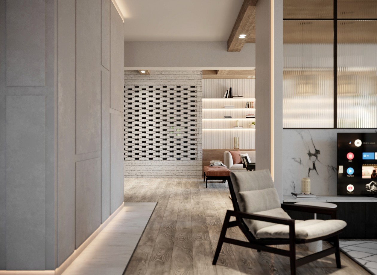 350㎡木与白，自然元素的温润质感-4