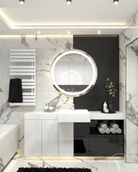 黑白风格的浴室丨波兰塔尔努夫