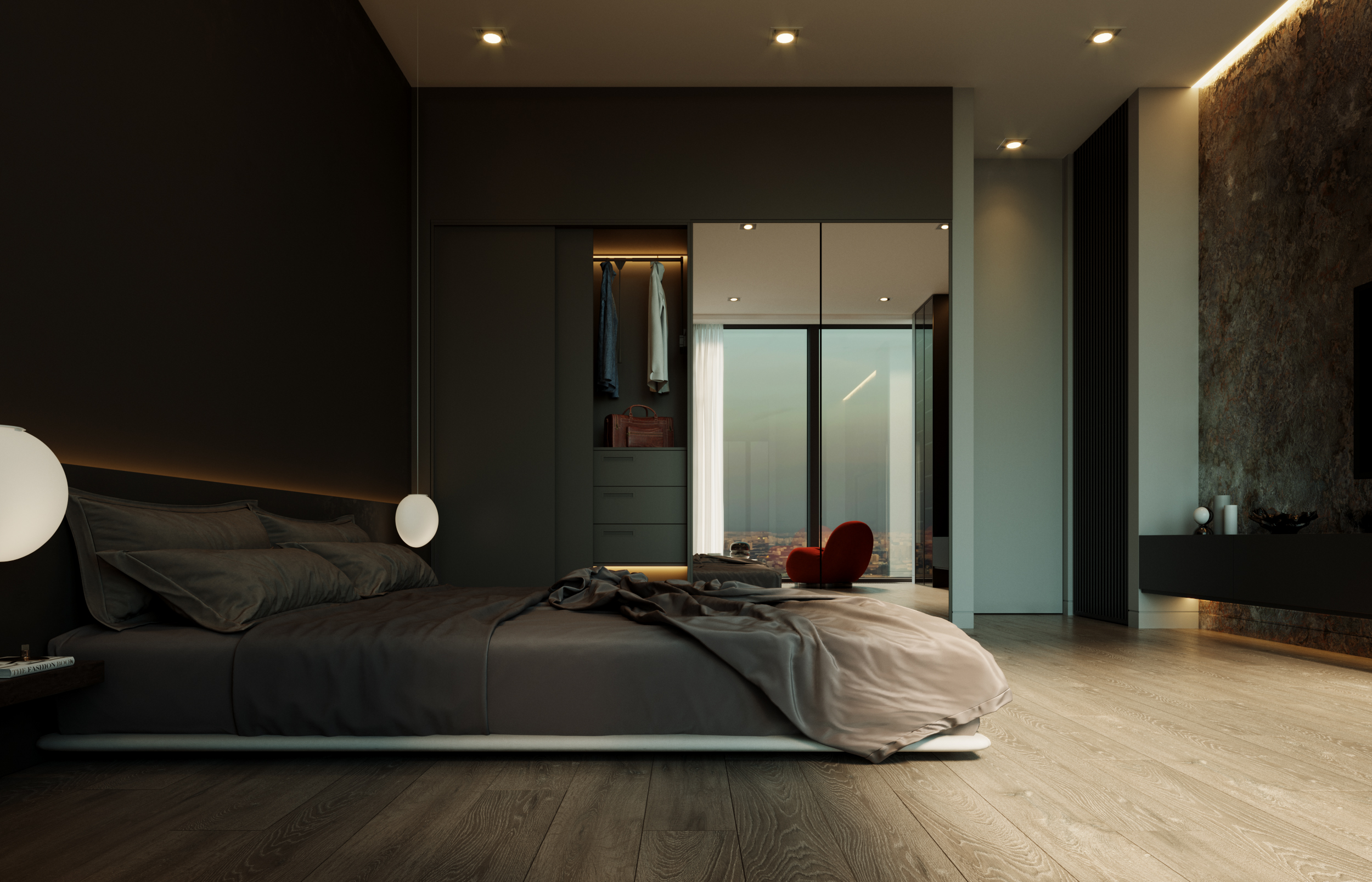 带全景窗的卧室丨俄罗斯莫斯科丨Region Render Studio-7