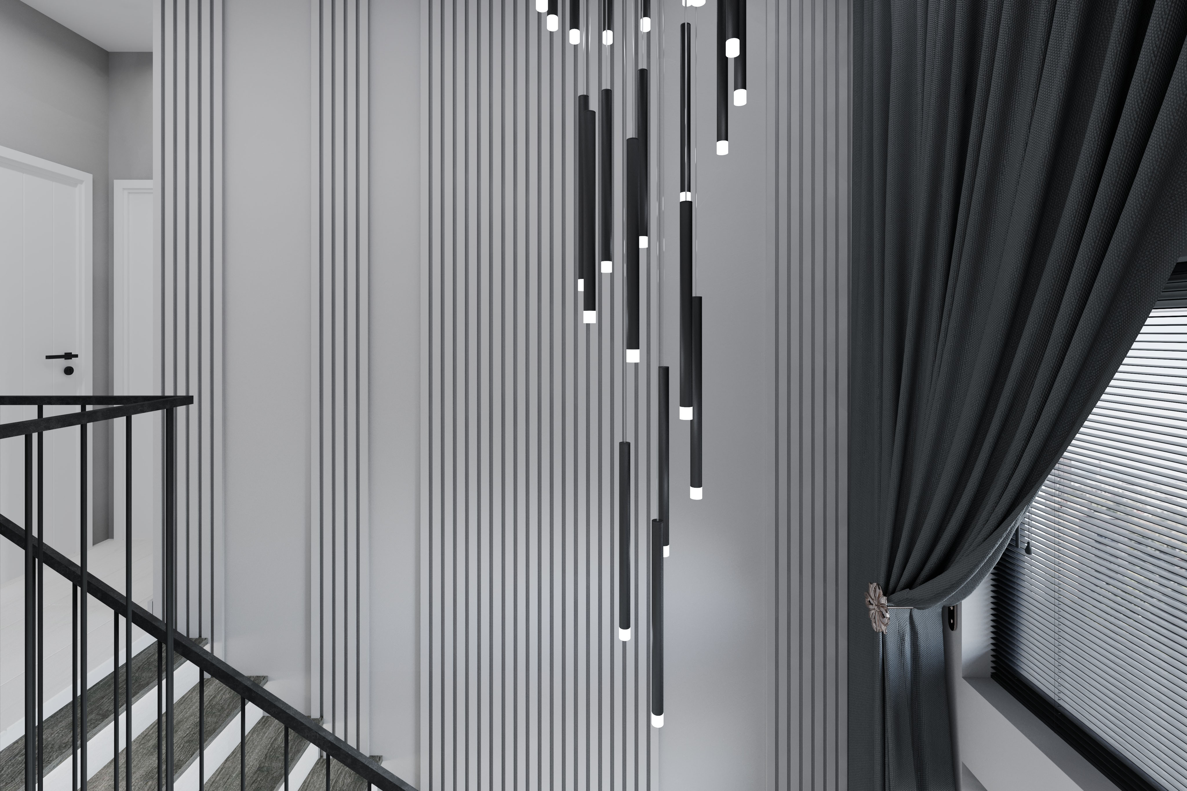 Дизайн лестницы для коттеджа-5