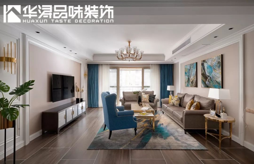 美式轻奢三口之家,流动的溢彩空间设计-19