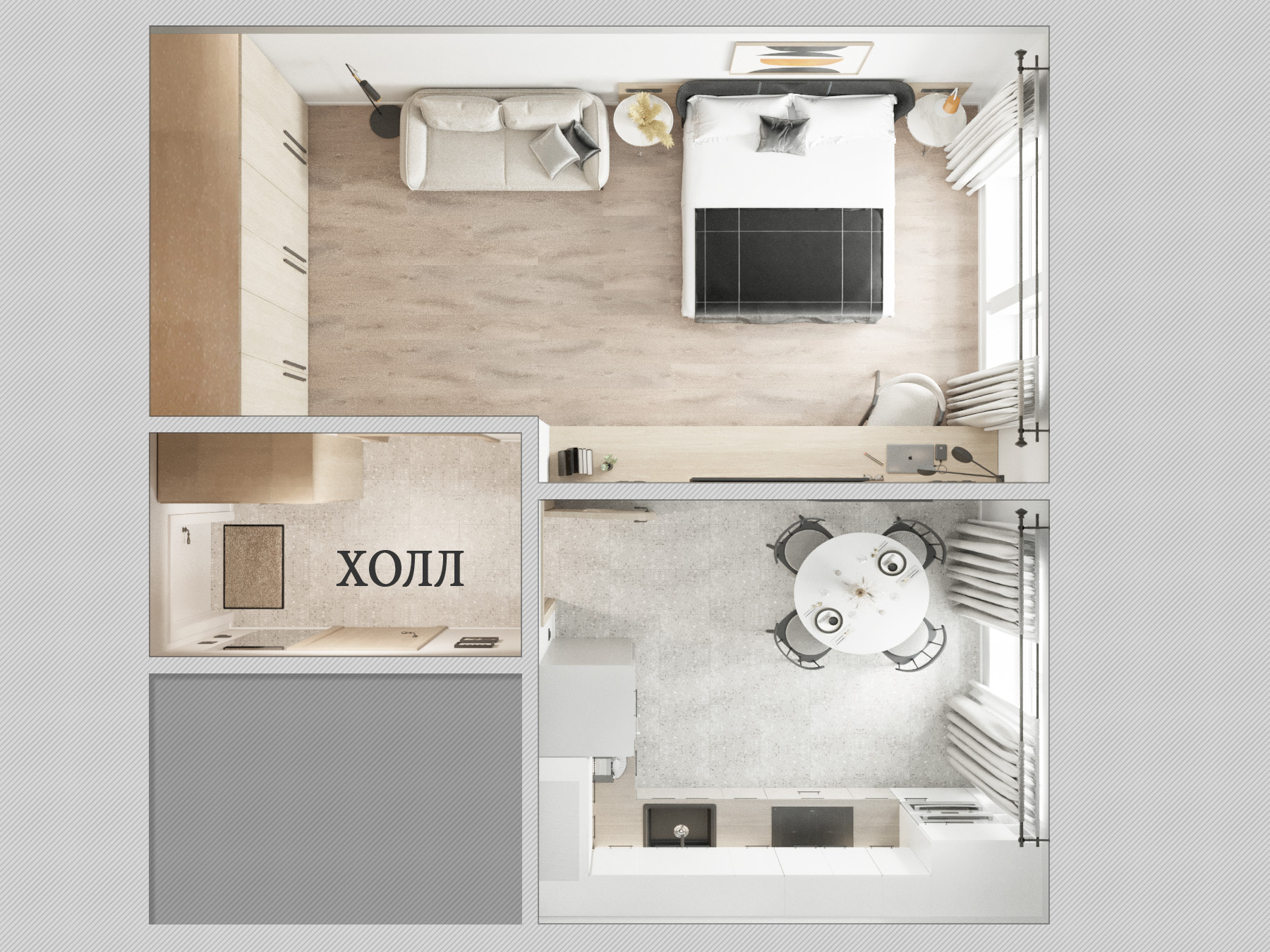 Interior design of apartment project 39m2 for rent.-0