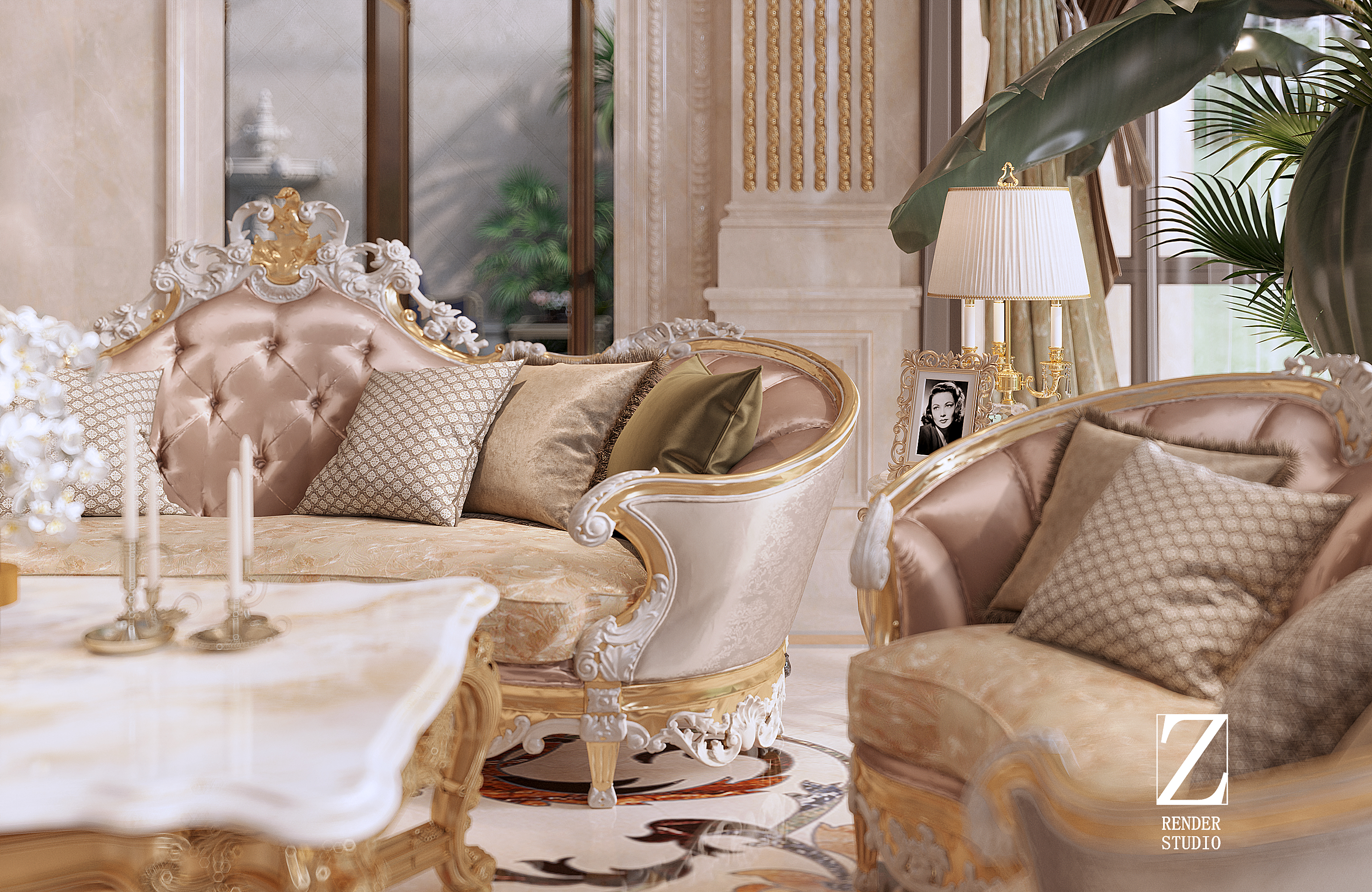 法式别墅客厅设计表现 -1