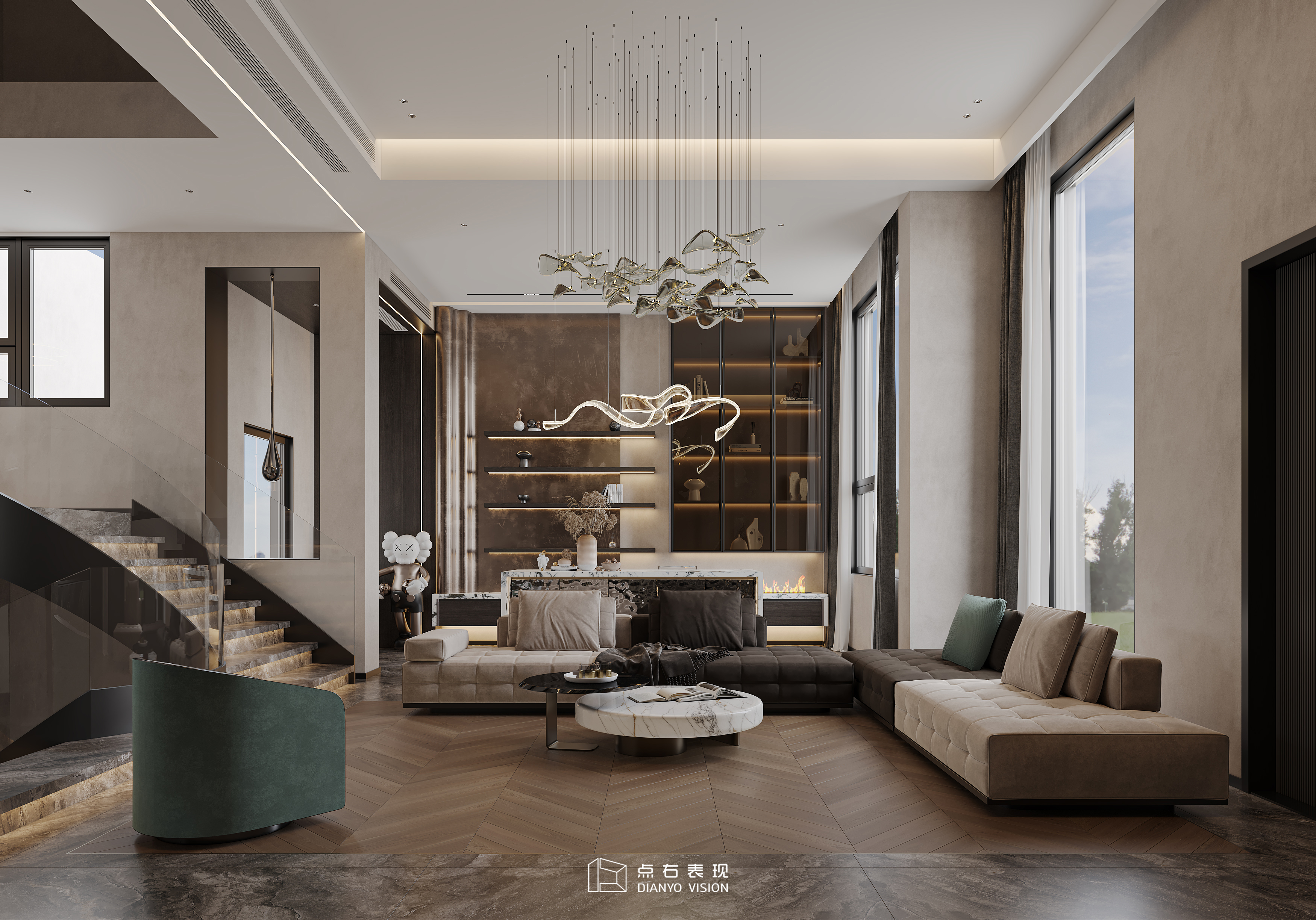 现代轻奢风格室内设计丨点右效果图表现-3