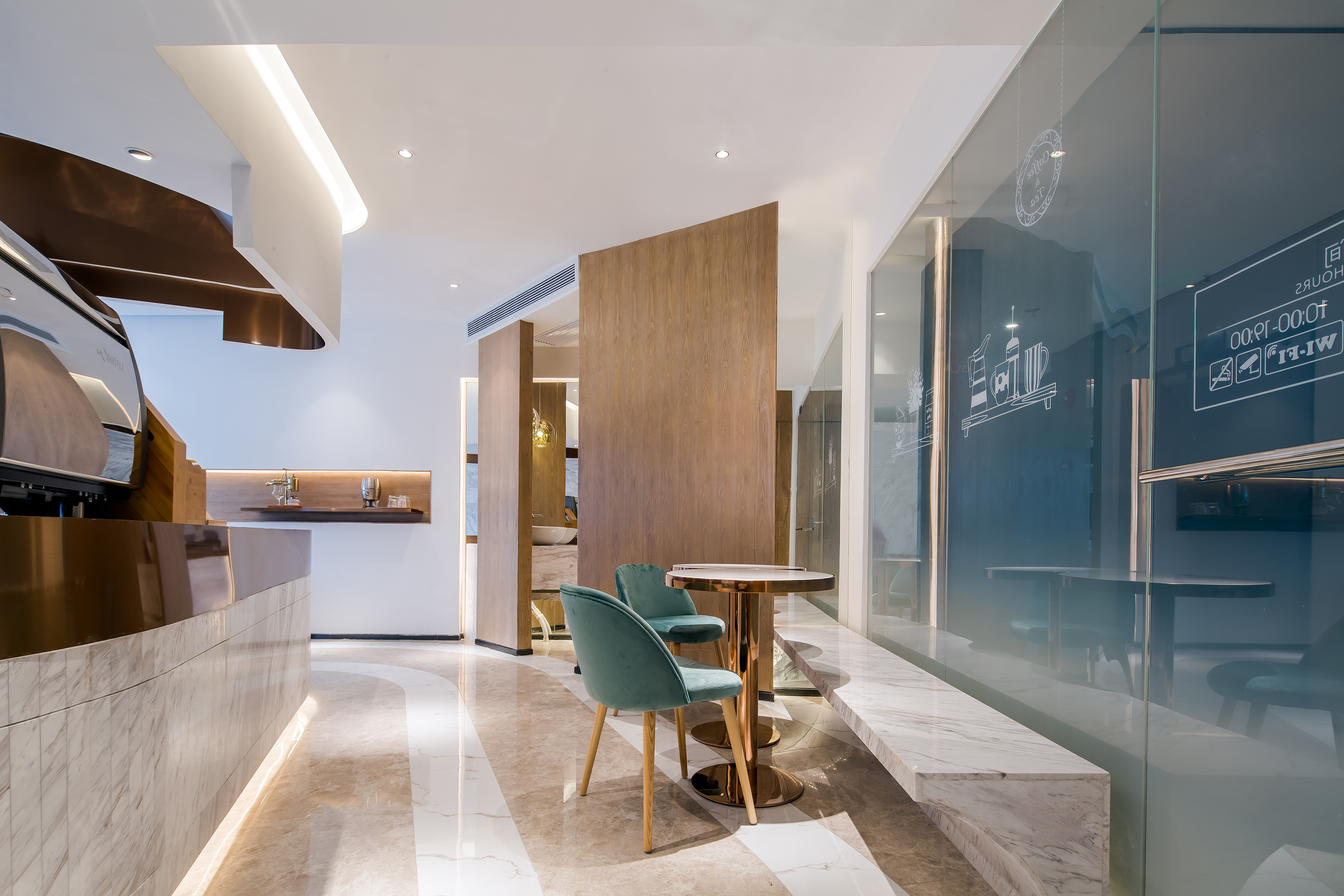 E²CAFEDesign 咖啡厅 | 弧线灵动,划分多重空间-10