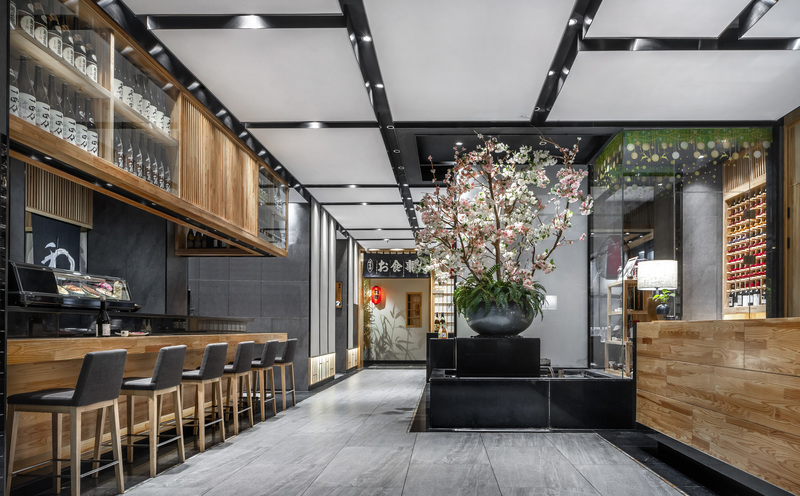 佳禾铁板烧 | 原木色打造的日式餐饮空间-7