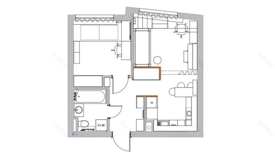 母女三人 39㎡小公寓设计丨Tatyana Maslennikova-11