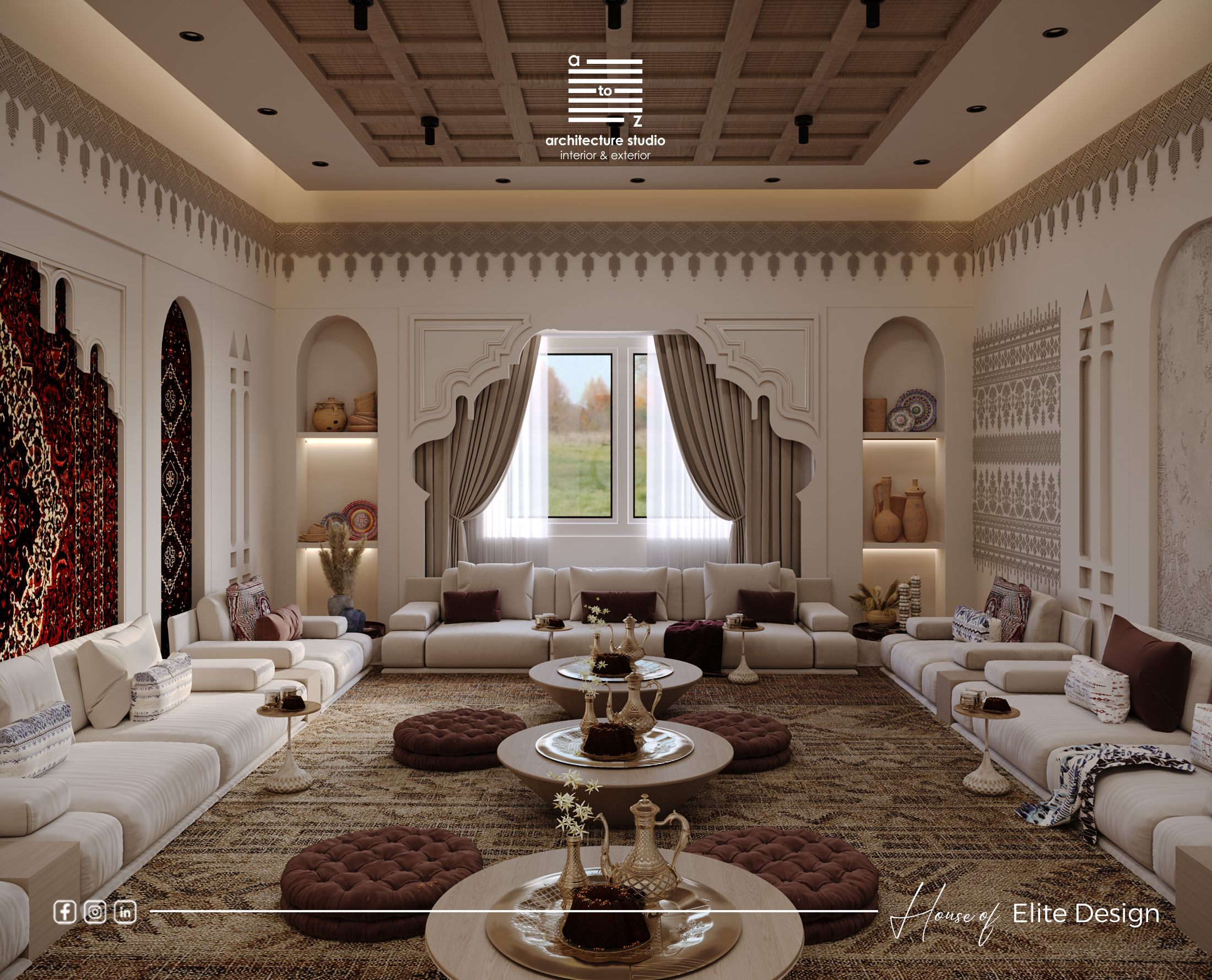 男士聚会厅；男士会议室（Majlis在不同文化语境中意思有所不同，常见指聚会场所、会议室等，这里Men’s Majlis常见意思为供男性使用的这类场所 ） 丨沙特阿拉伯丨A2Z Architects™-13