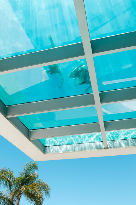 Wiel Arets' Jellyfish House has an elevated pool with a glass floor-34