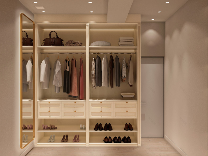 当代简约风格卧室及步入式衣帽间设计丨未明确提及,推测为文本作者所在设计工作室-8