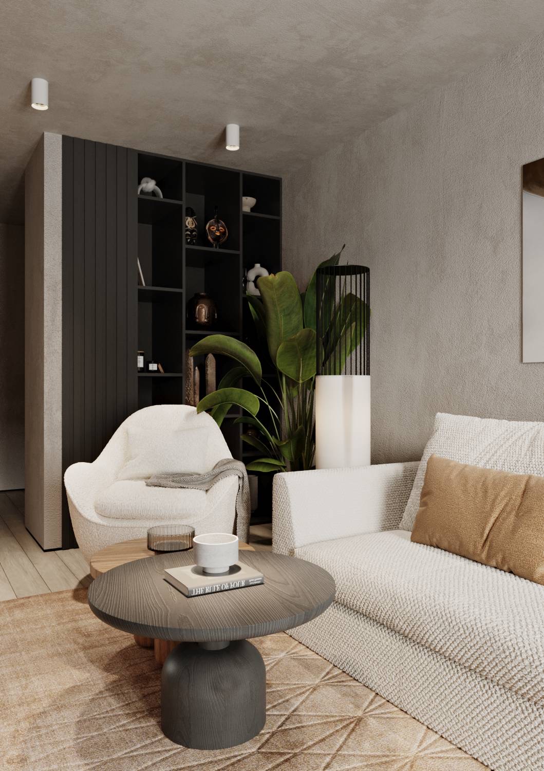 Living room, design interior, fireplace-2