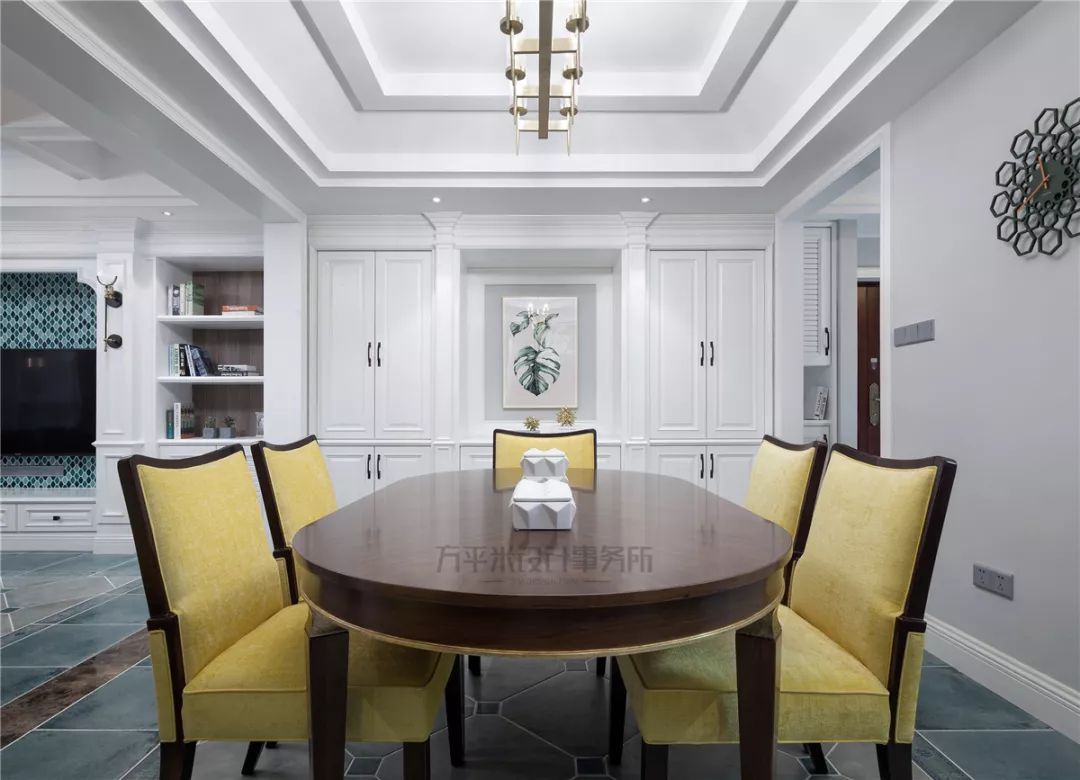 长夏方平米设计,美式平层大宅的优雅色彩碰撞-26